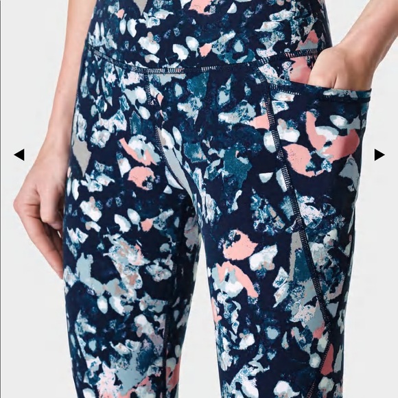 SWEATY BETTY Power 7/8 Workout Leggings, Pink Floral Collage Print SIZE XS. 0589 - Picture 8 of 11